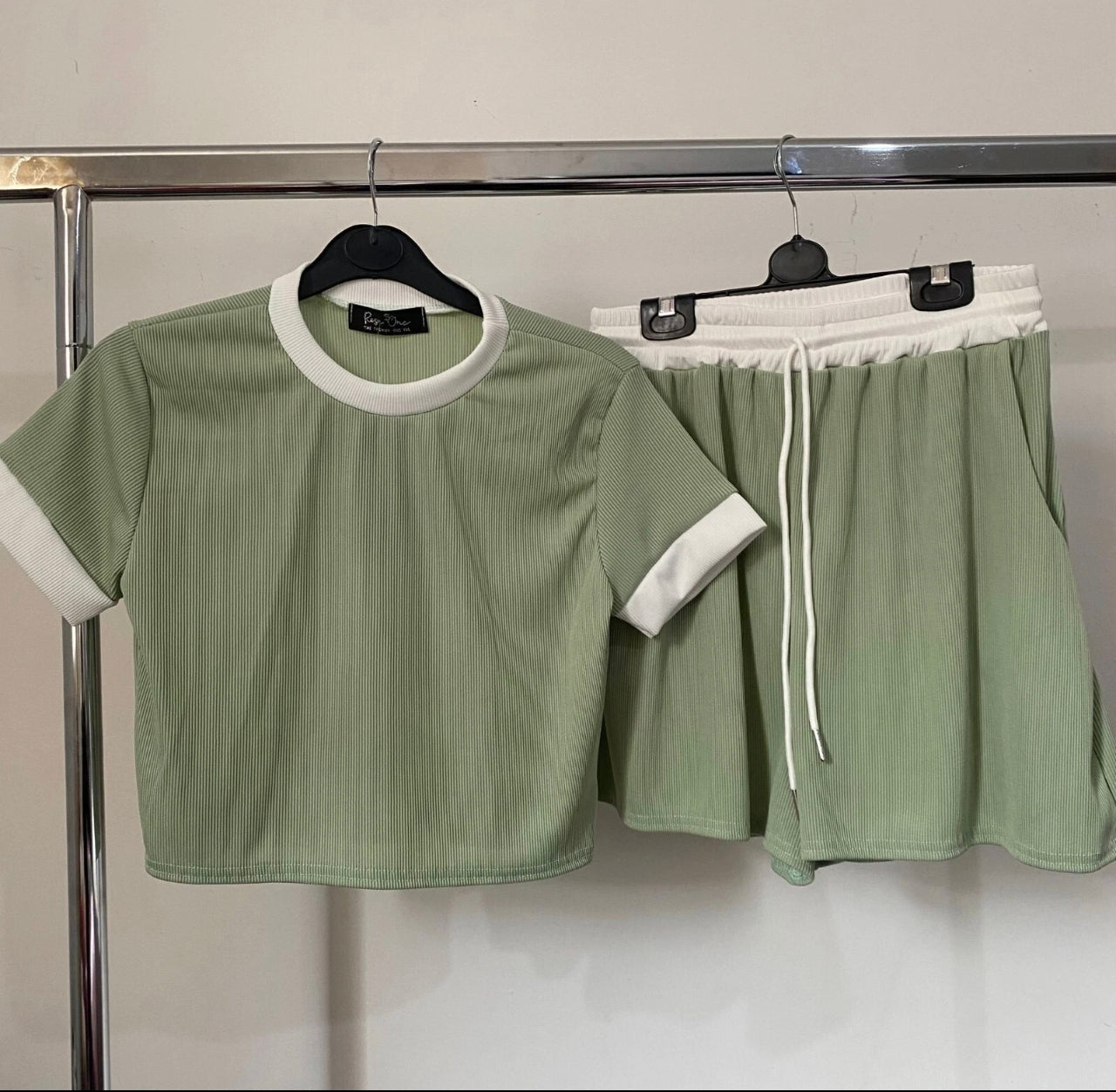 2pc Ribbed Contrast Summer Set