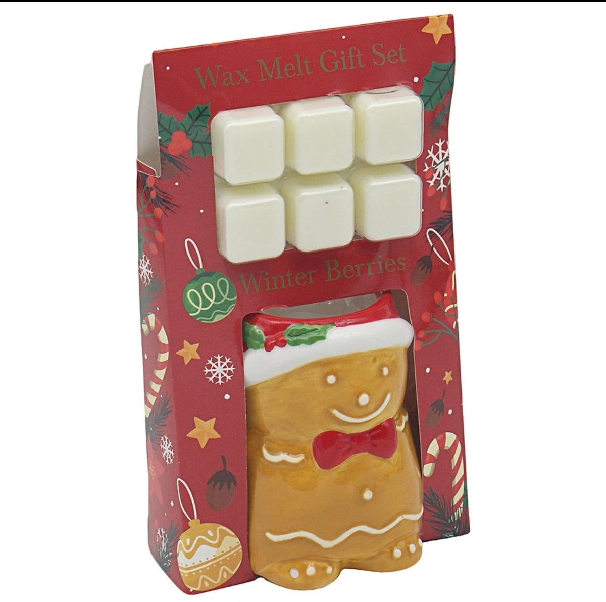 Gingerbread Man Shaped Wax Burner & 6pc Wax Melts