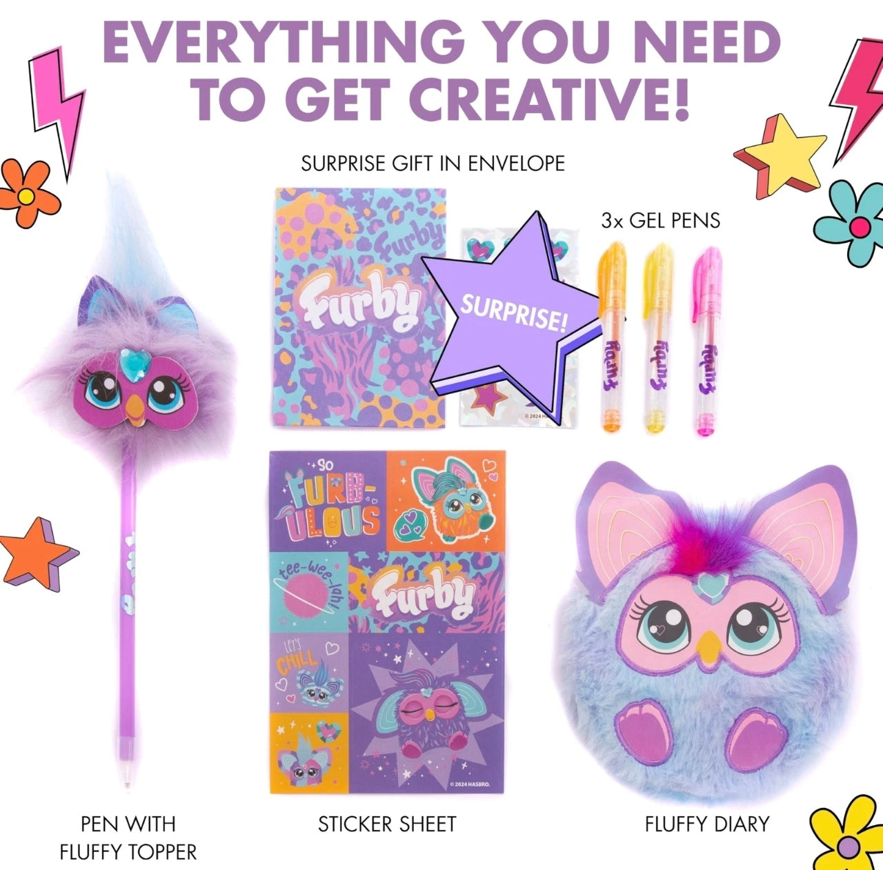 Fluffy Character Mini Diary and Pen Topper Set
