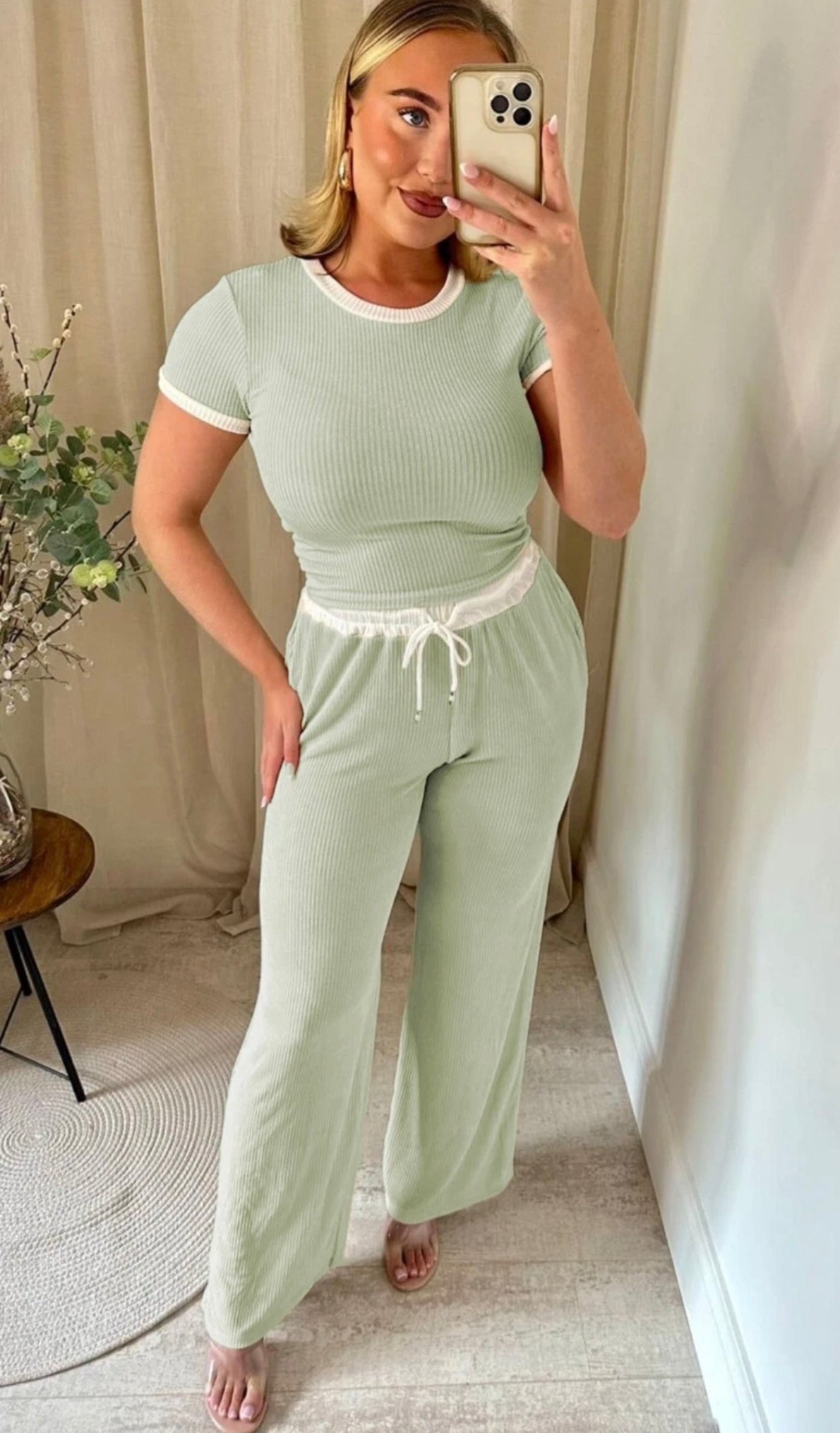 Ribbed Contrast Two Piece Co-Ord Set