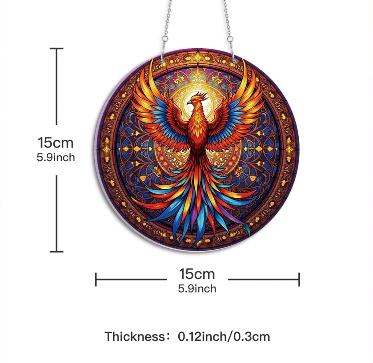 Stunning Phoenix Stained Glass Sun Catcher
