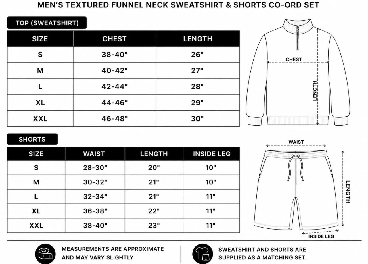 Men's Funnel Neck Sweatshirt & Shorts Set