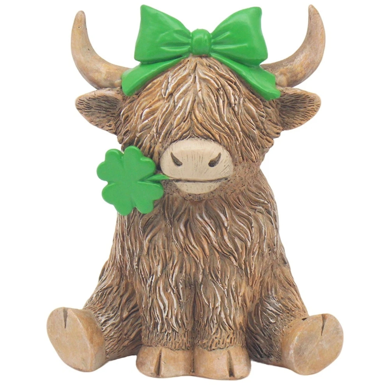 Irish Themed Highland Cow Figurine