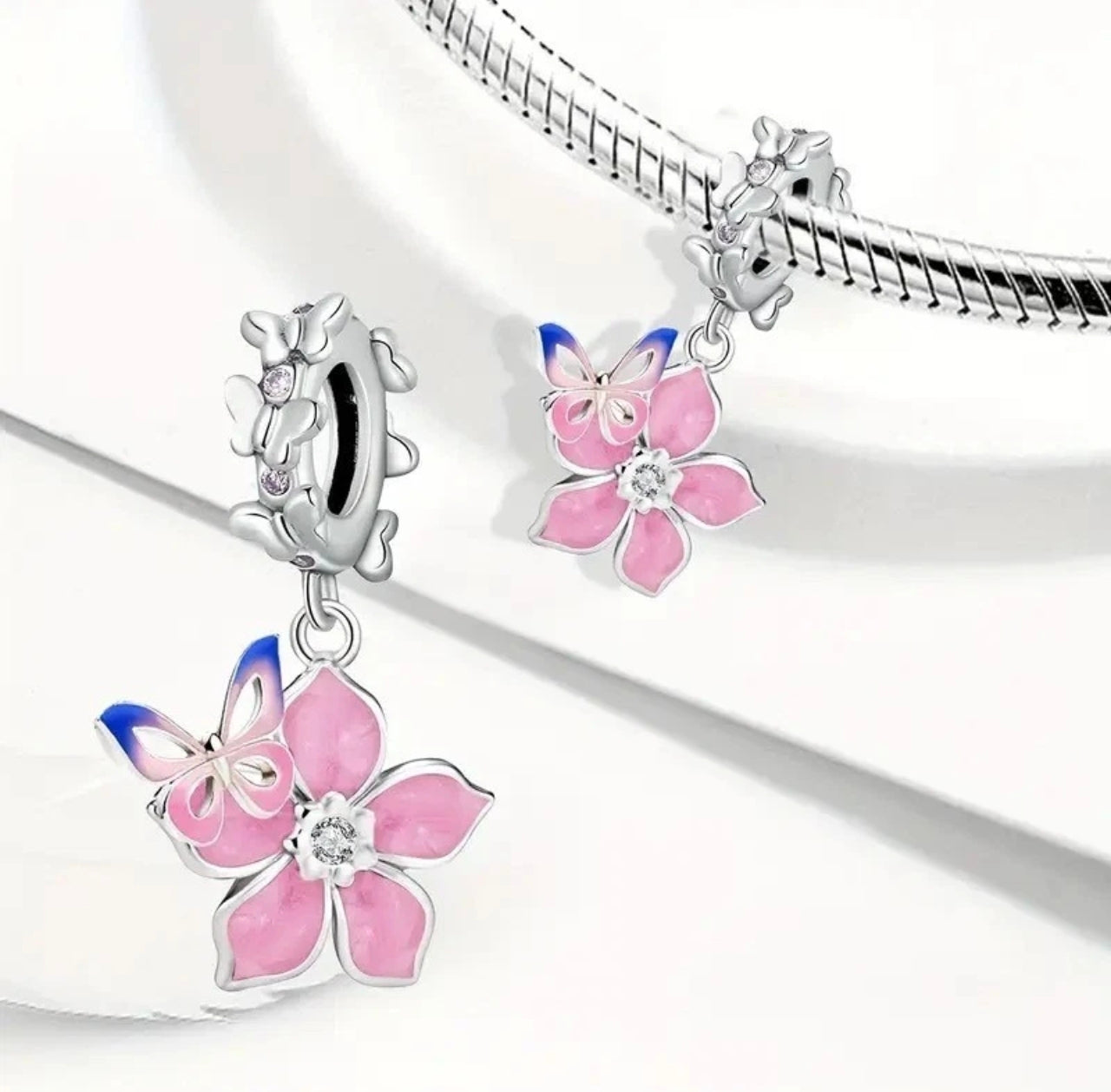 Butterfly & Cherry Blossom Bracelet Charm