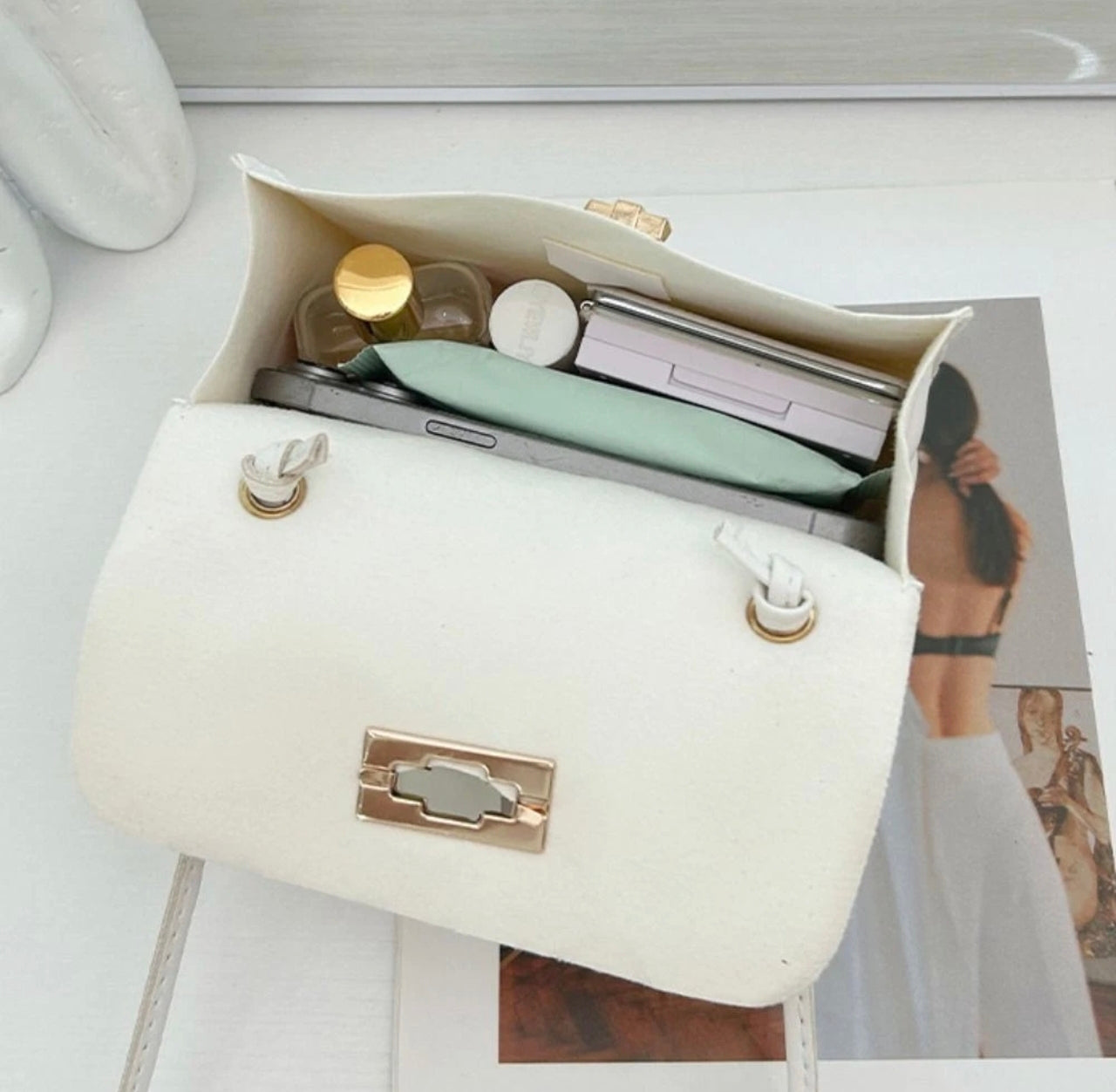 Small Crosshatched Clutch Bag