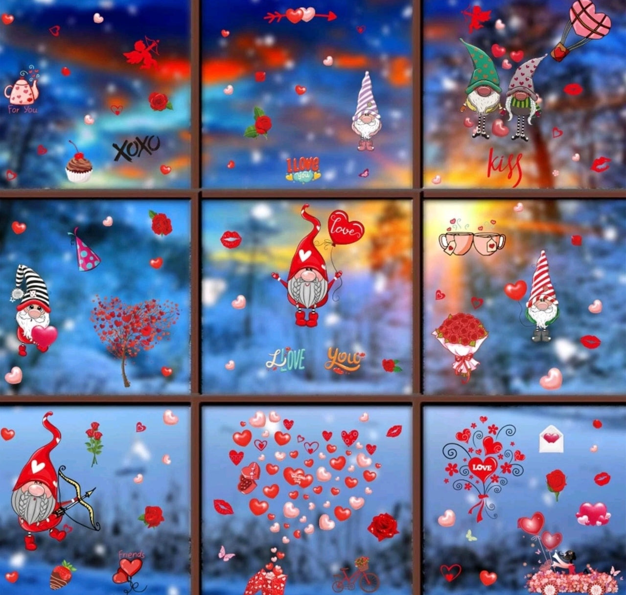 9 Sheet Valentine's Gonk Window Stickers