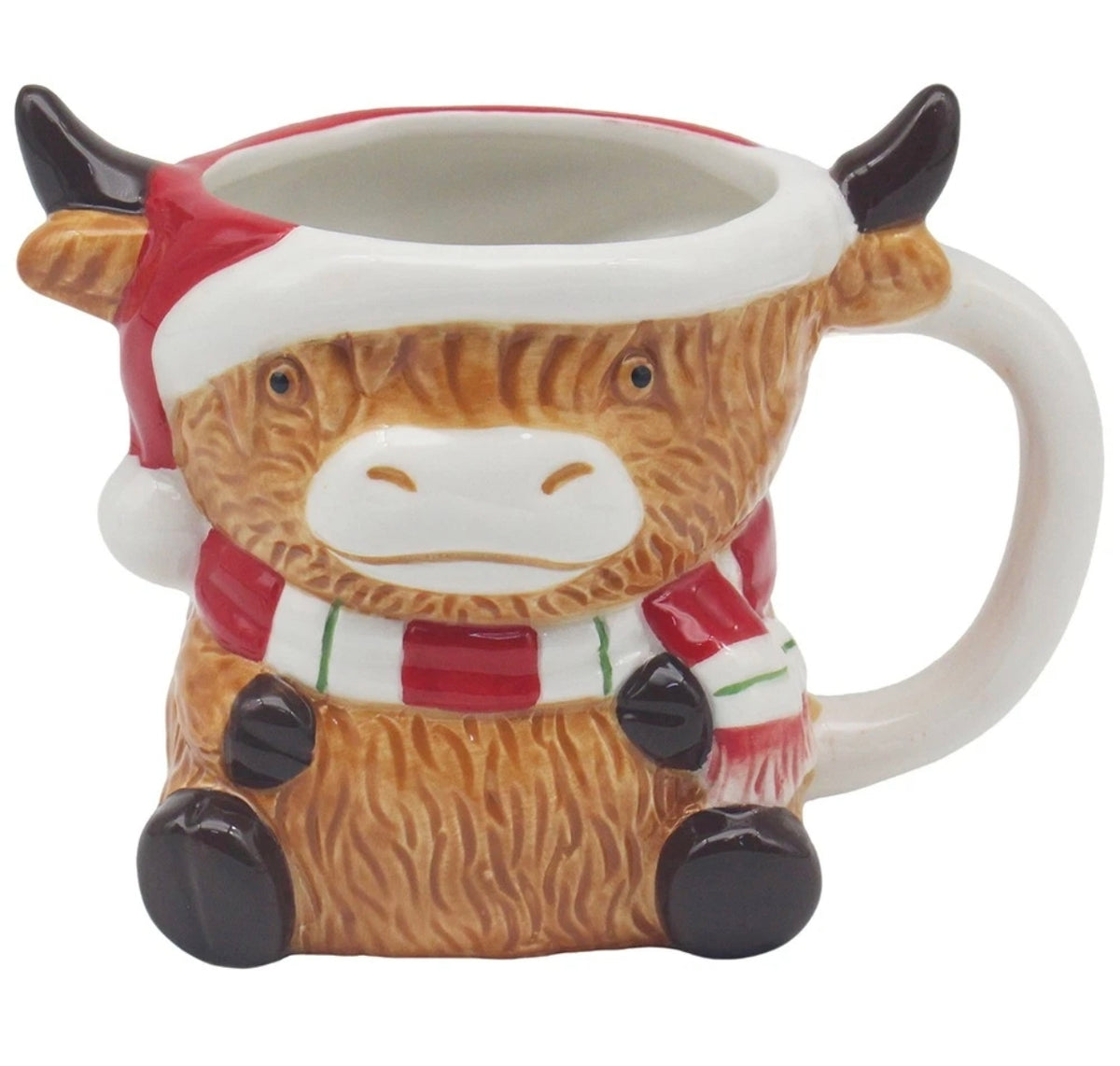 Novelty Festive Highland Cow Shaped Mug