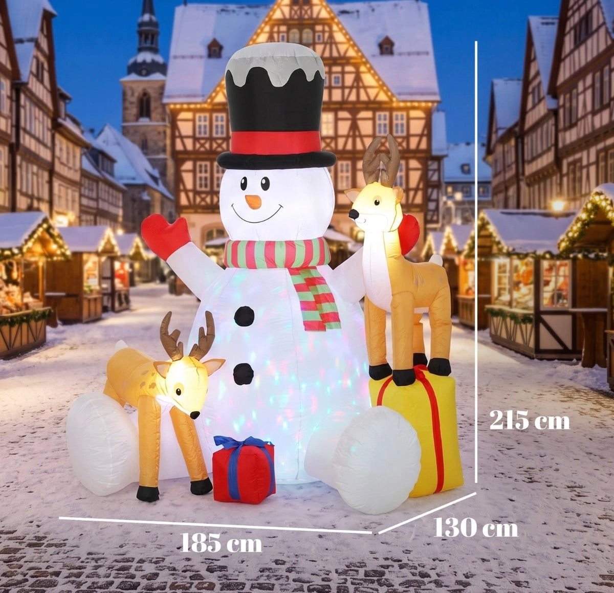 7ft Inflatable Snowman & Reindeers