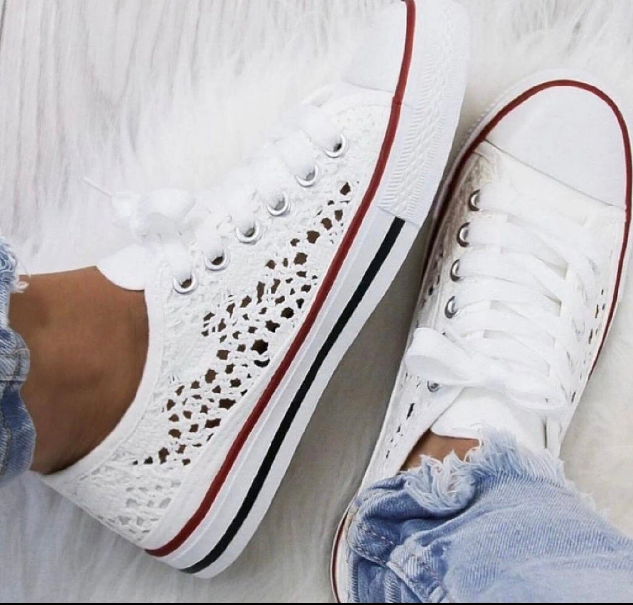 Lace Detail Canvas Plimsolls