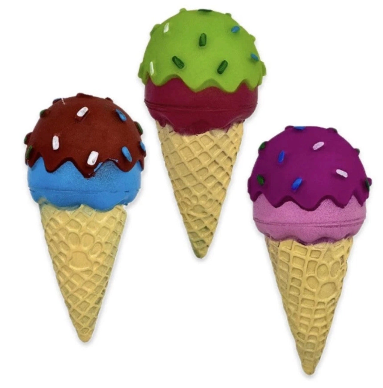 3x Rubber Ice Cream Chew Toys