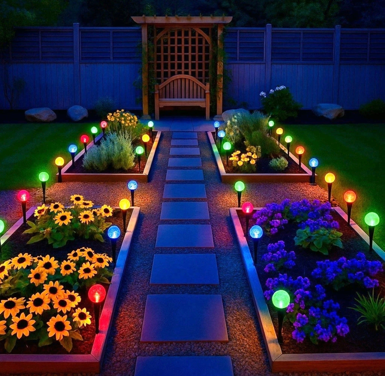 20 LED Multicolour Crackle Bubble Lawn Stakes