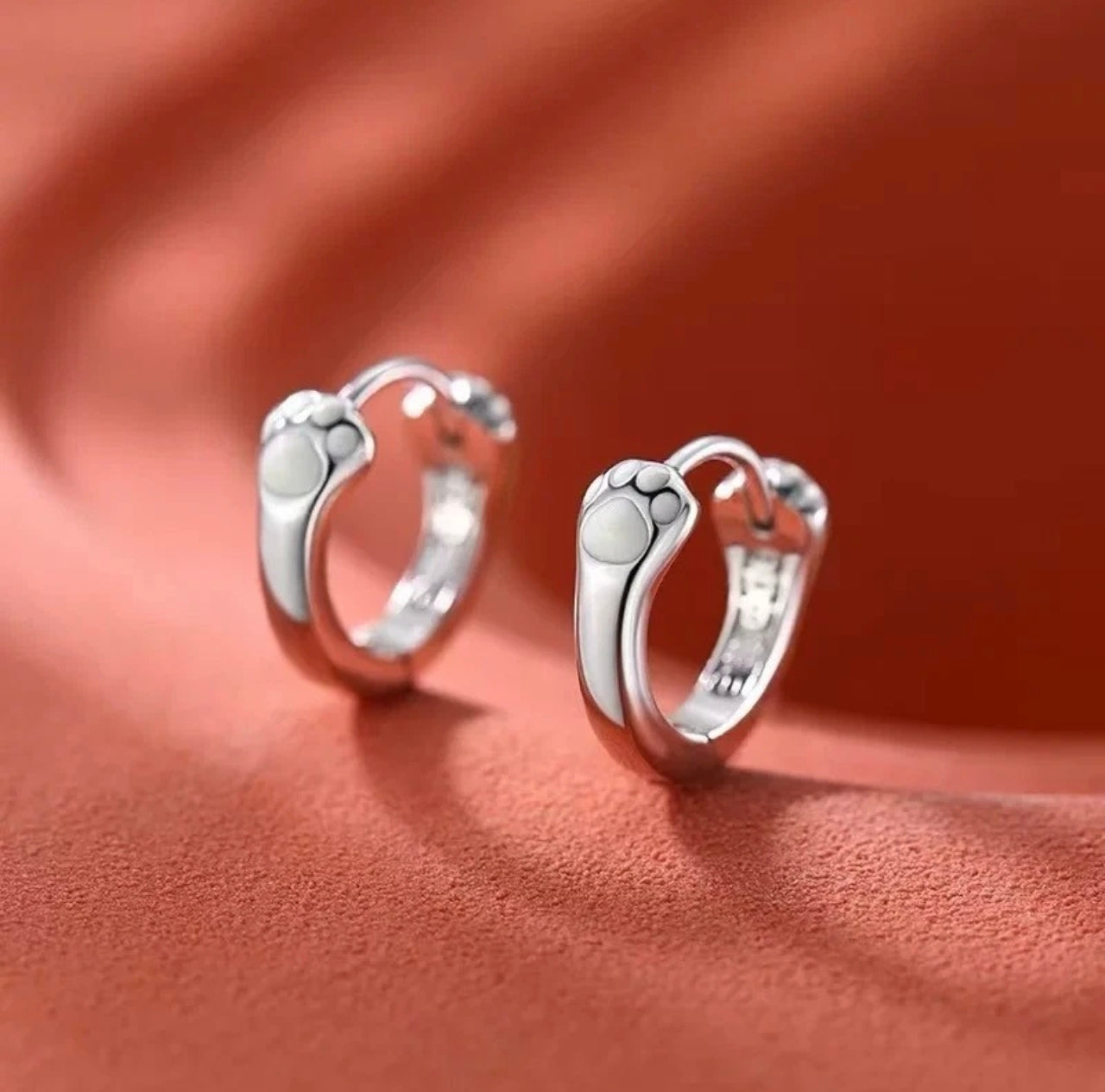 Paw Print Huggie Hoops