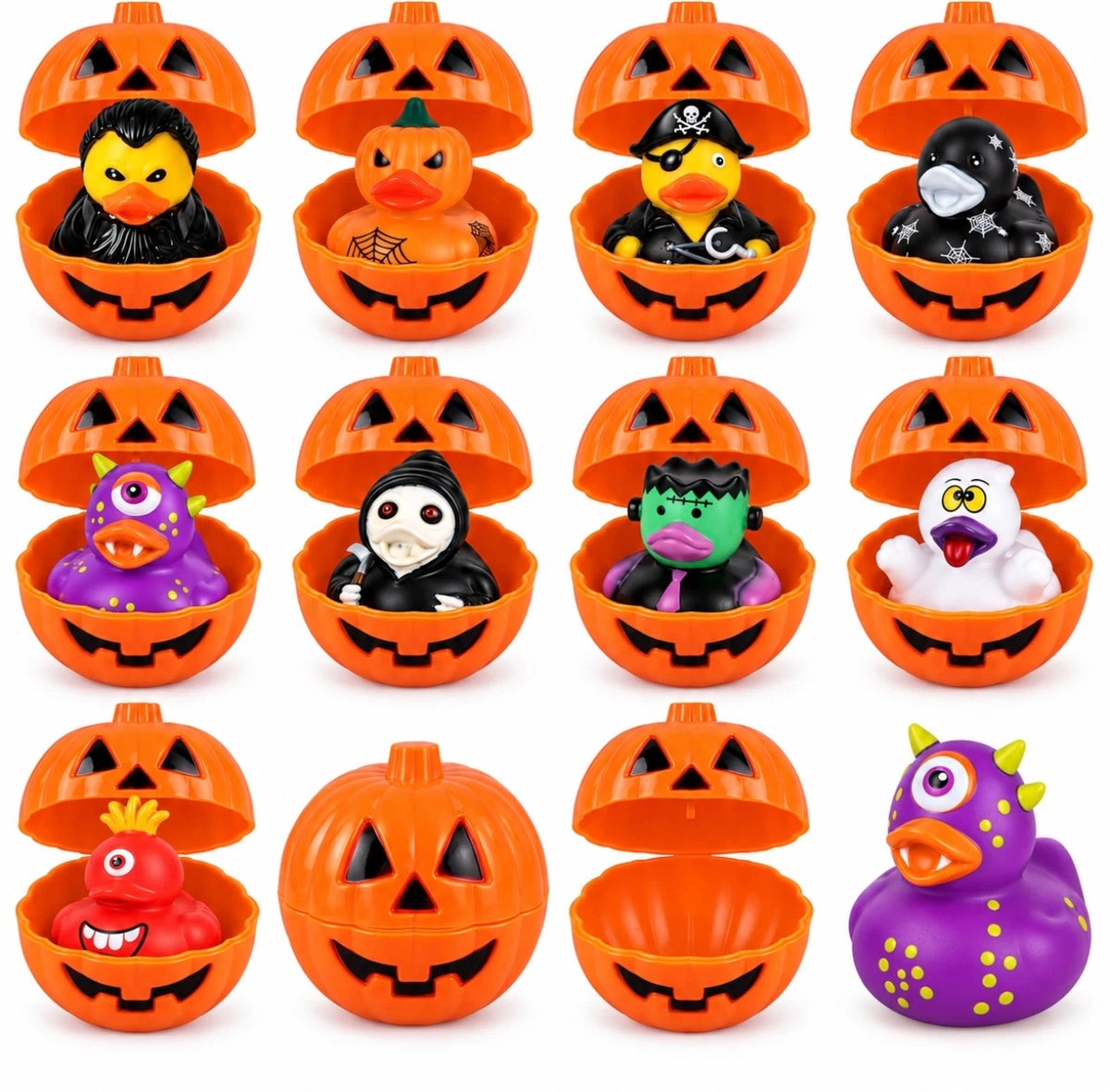 4pc Surprise Pumpkin Halloween Ducks
