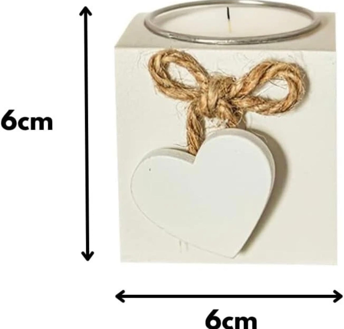 Set Of 3 White Wooden Heart Tealight Holders