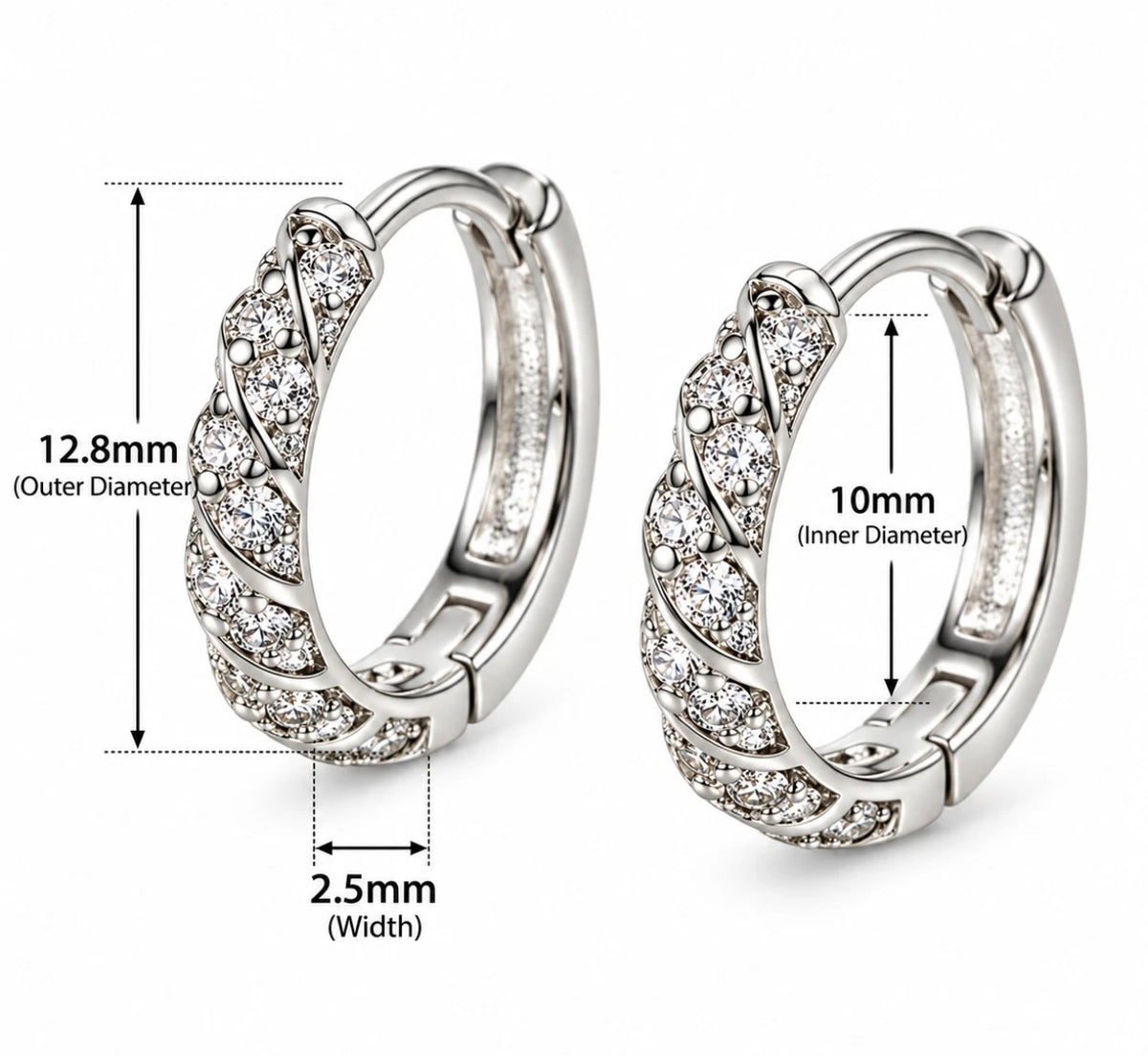 925 Silver Crystal Twist Hoops