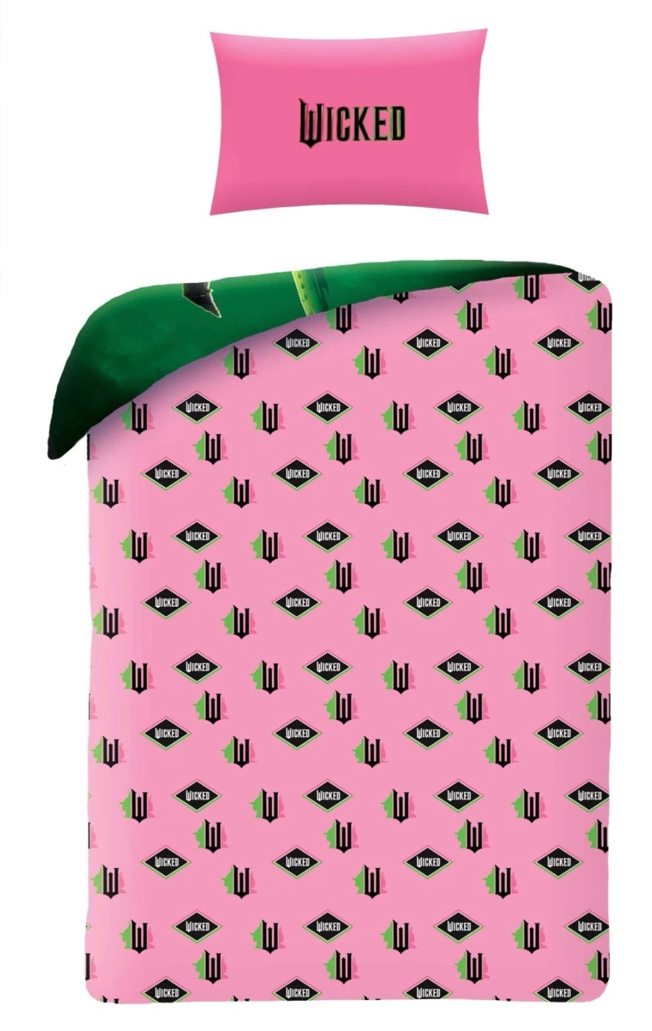 Pink Witch/ Green Witch Single Reversible Duvet Set