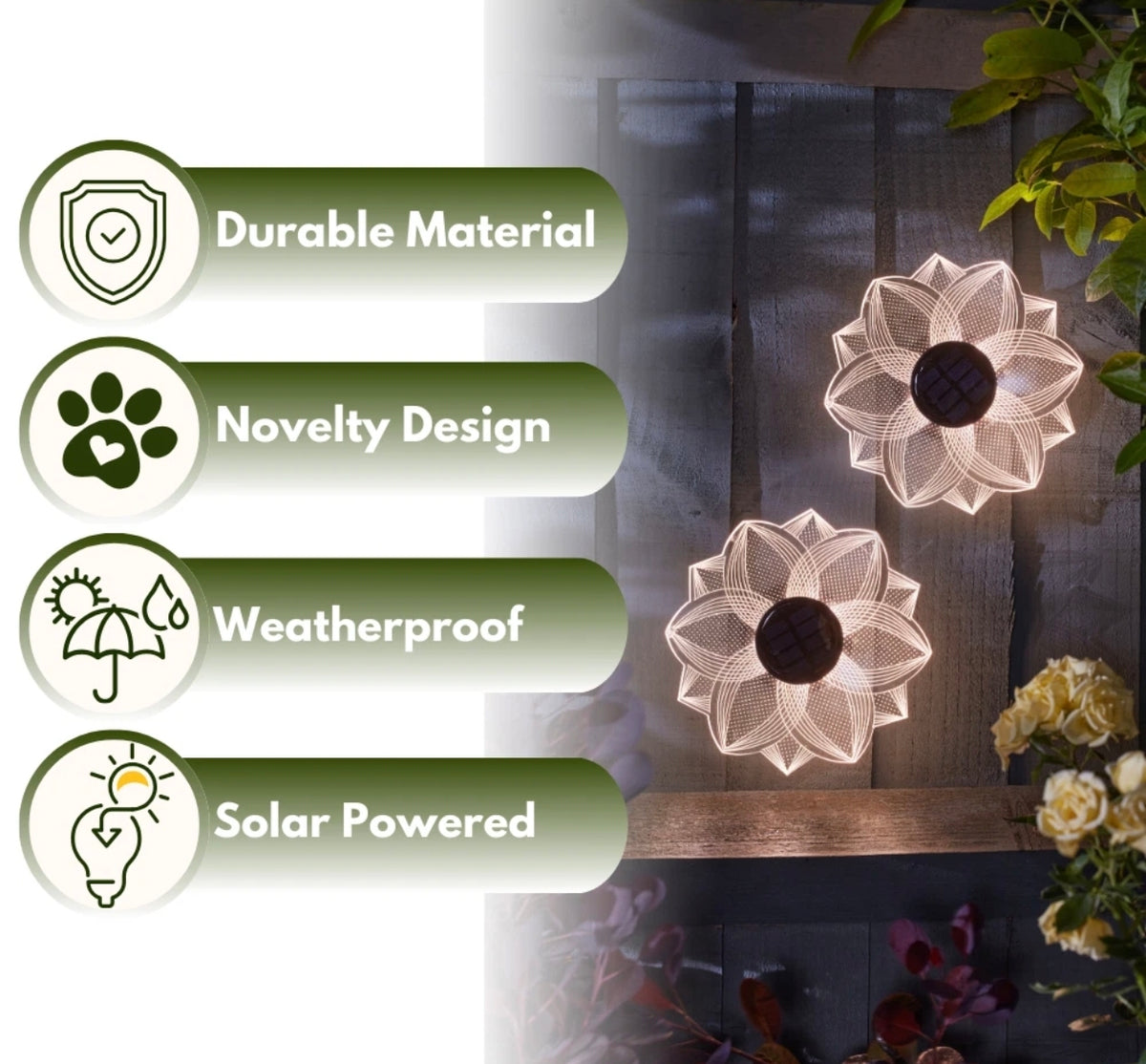 2pc LED Colour Changing Flower Wall Ornaments