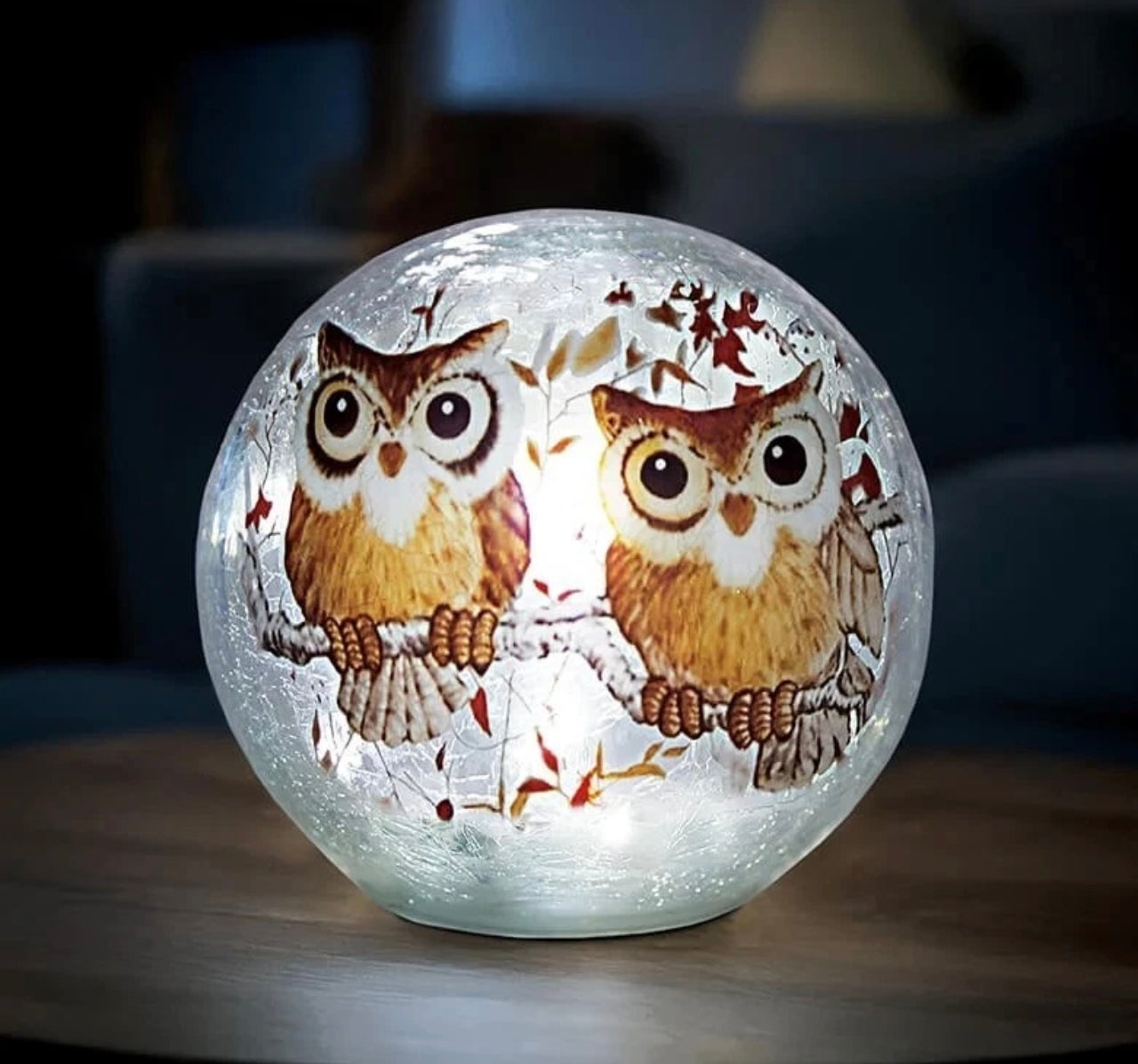 Owl Crackle Ball Lamp