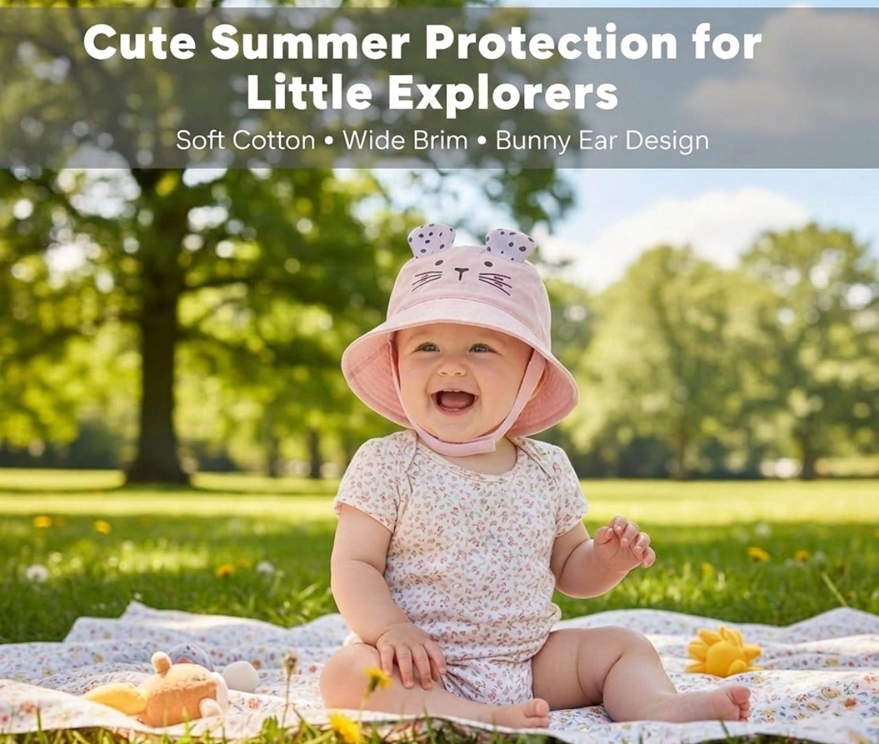 Cute Animal Baby Bucket Hats With Chin Strap