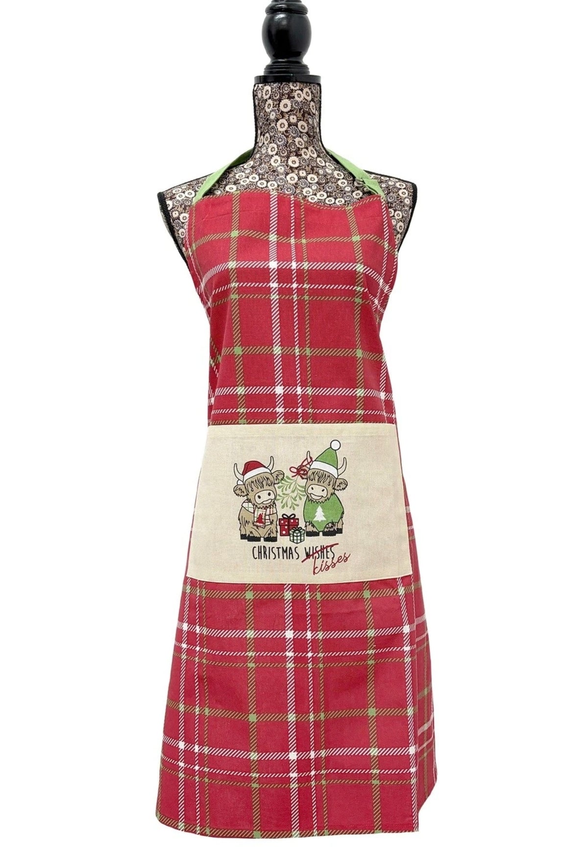 Christmas Highland Cow Kisses Apron
