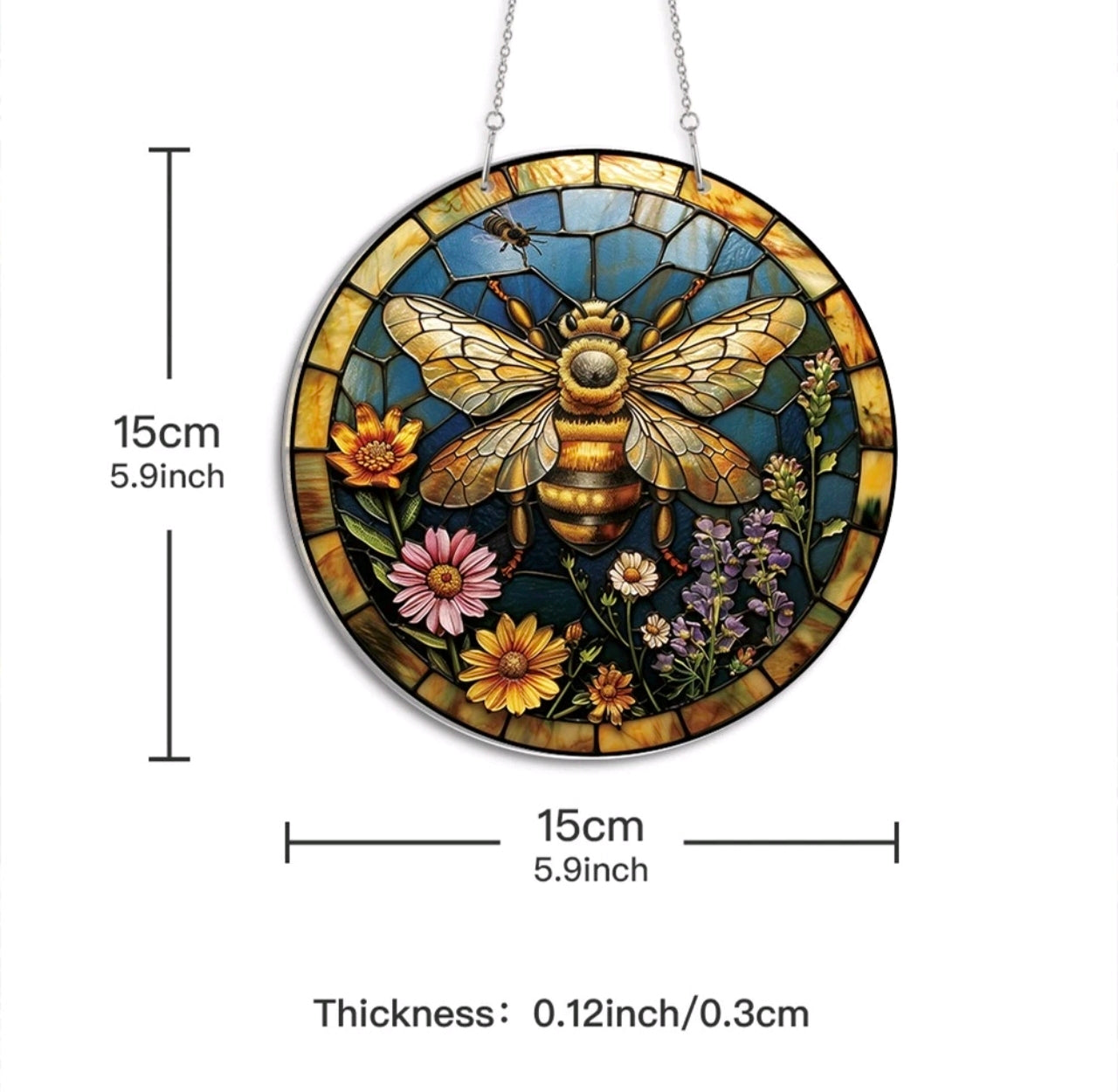 Bumblebee Stained Glass Sun Catcher