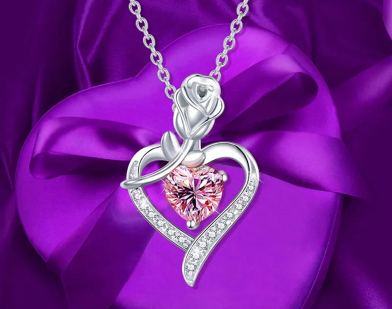 Heart & Rose Necklace