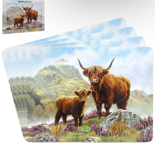 Set of 4 Highland Coo Cork Placemats