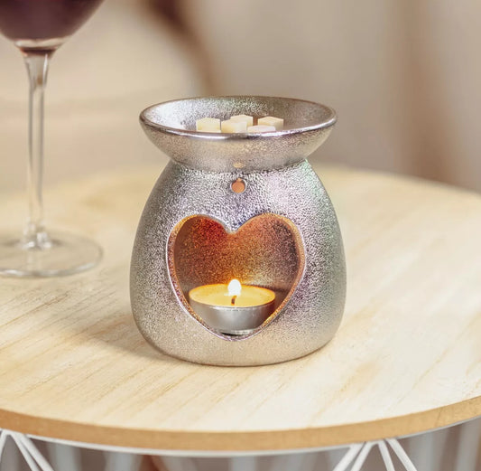 Silver Heart Cut Out Wax Melter