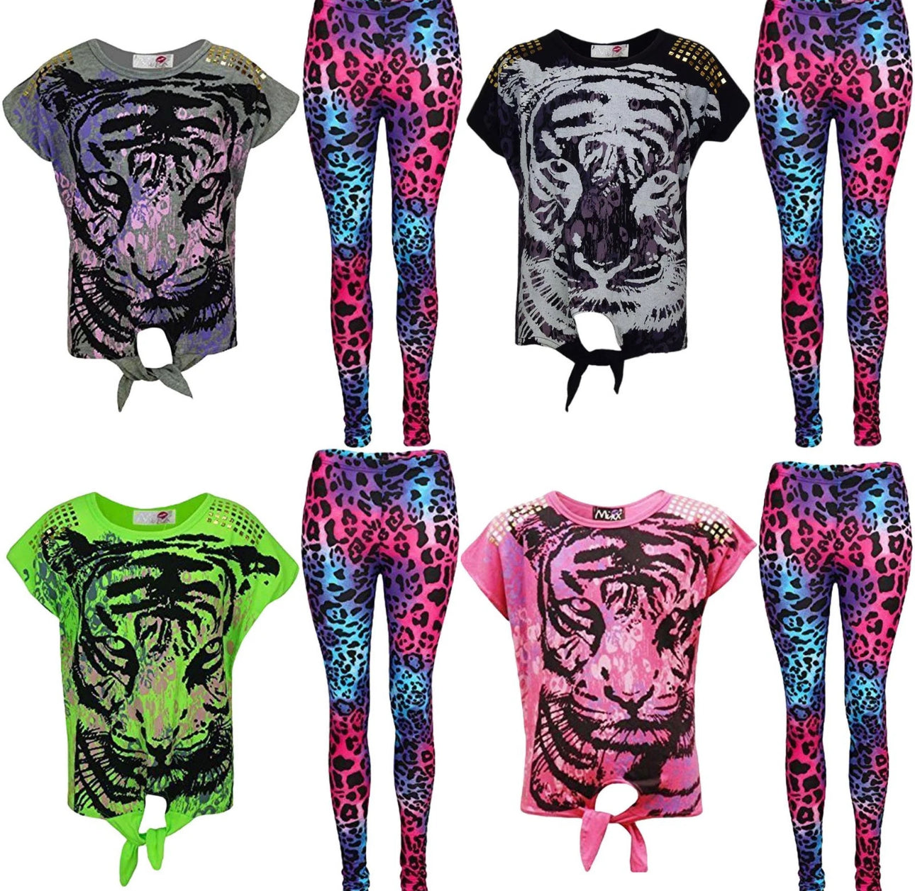 Girls Tiger Face T-Shirt & Tiger Print Leggings Set