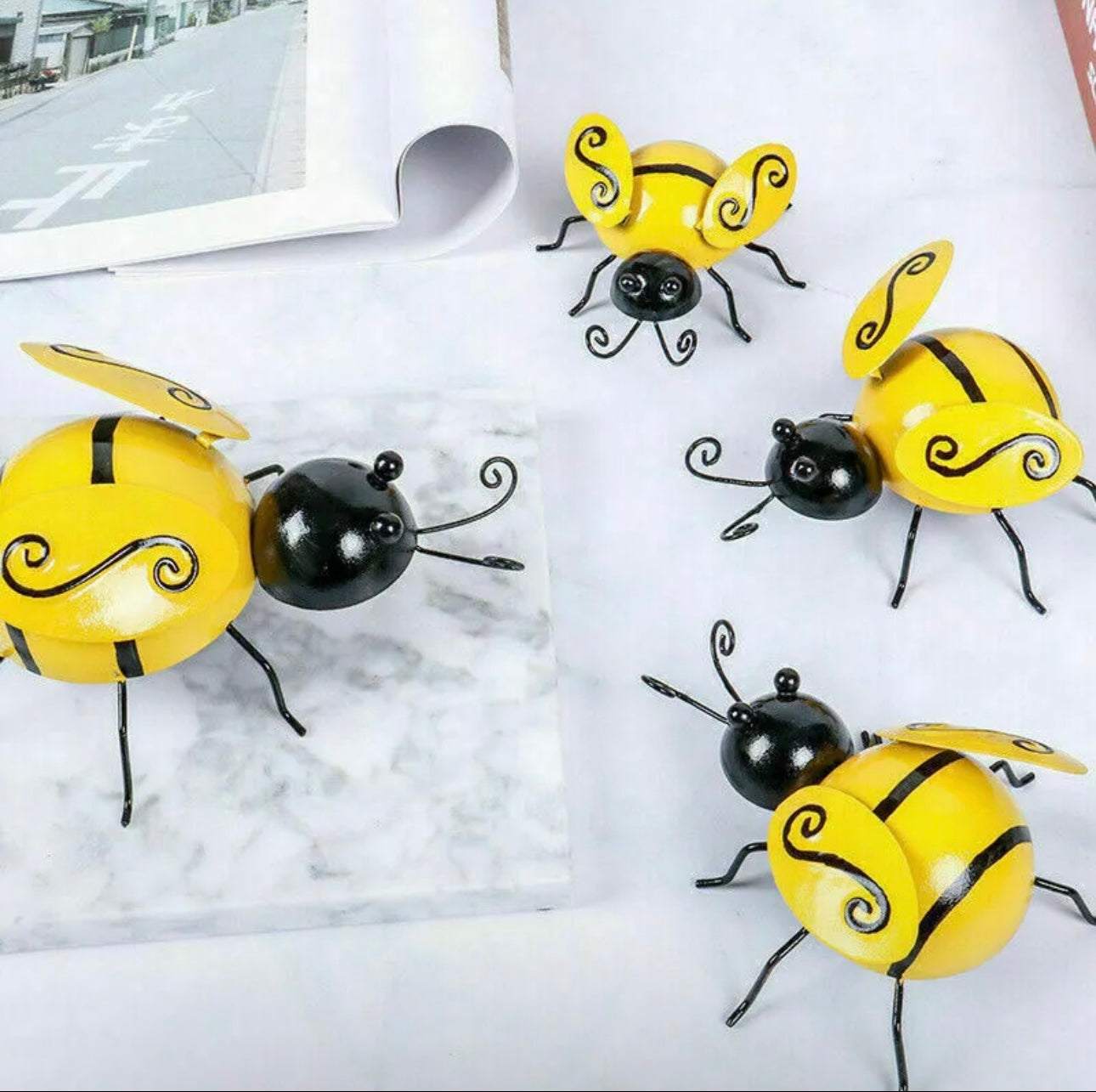 4pc Metal Bumblebee Garden Decor