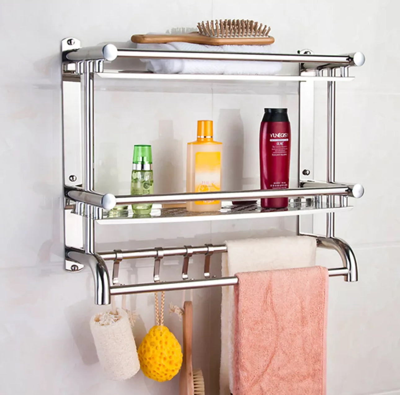 2 Tier Wall Mounted Bathroom Storage Shelving