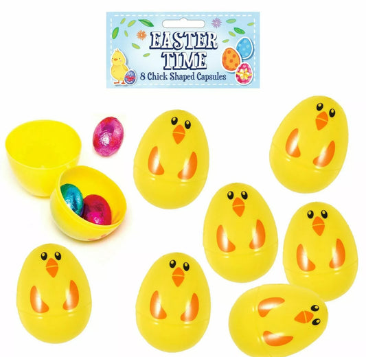 8pc Plastic Fillable Chick Egg Capsules