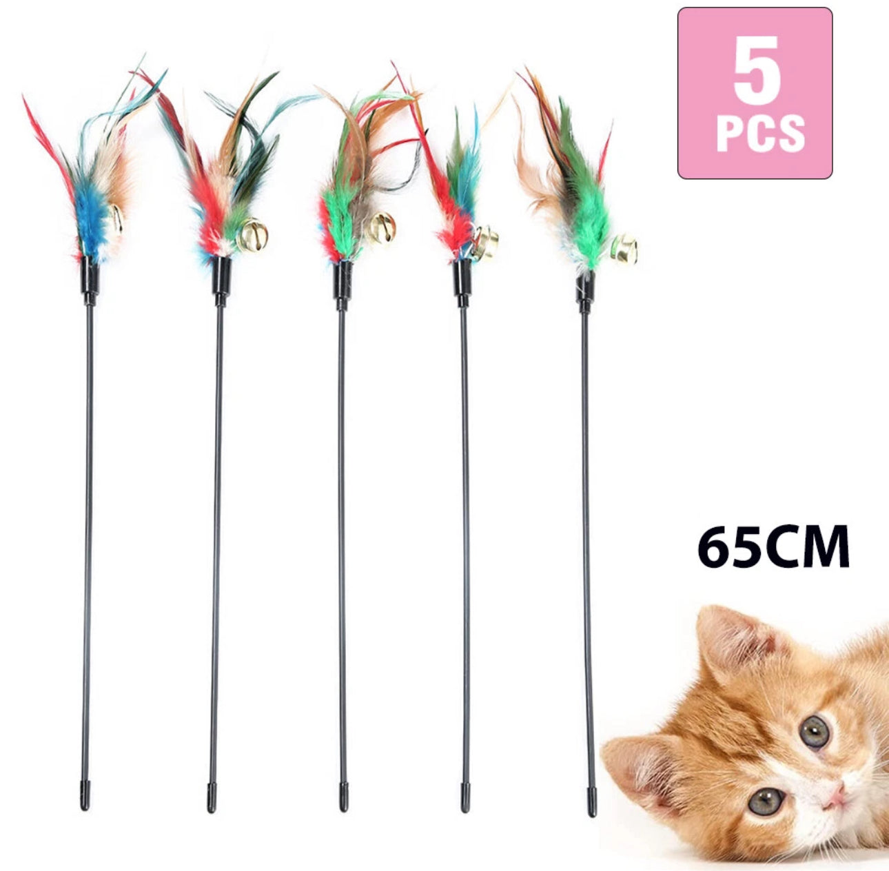 5pc Cat Feather Toy