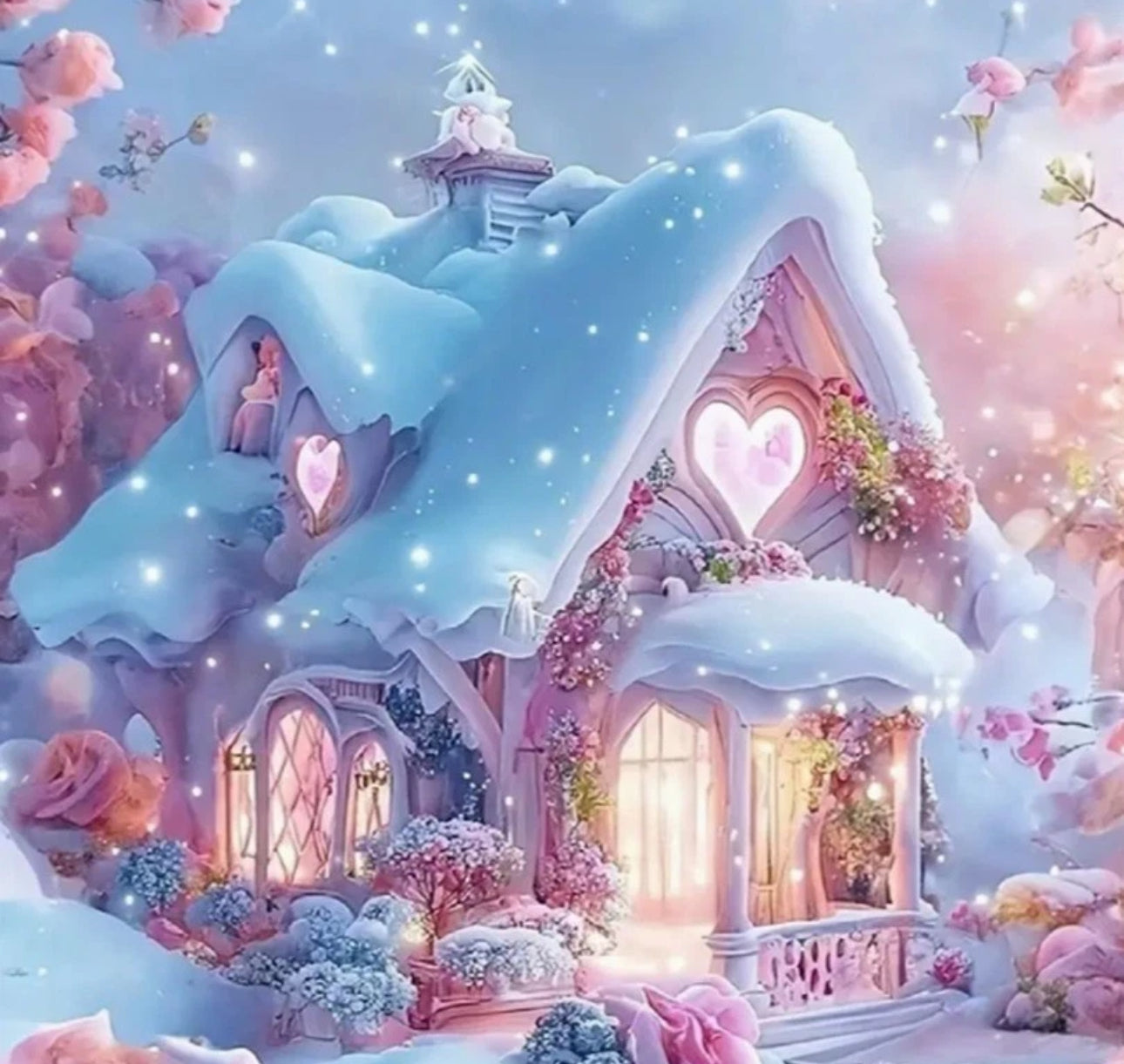 Snowy Fairytale Cottage Diamond Art