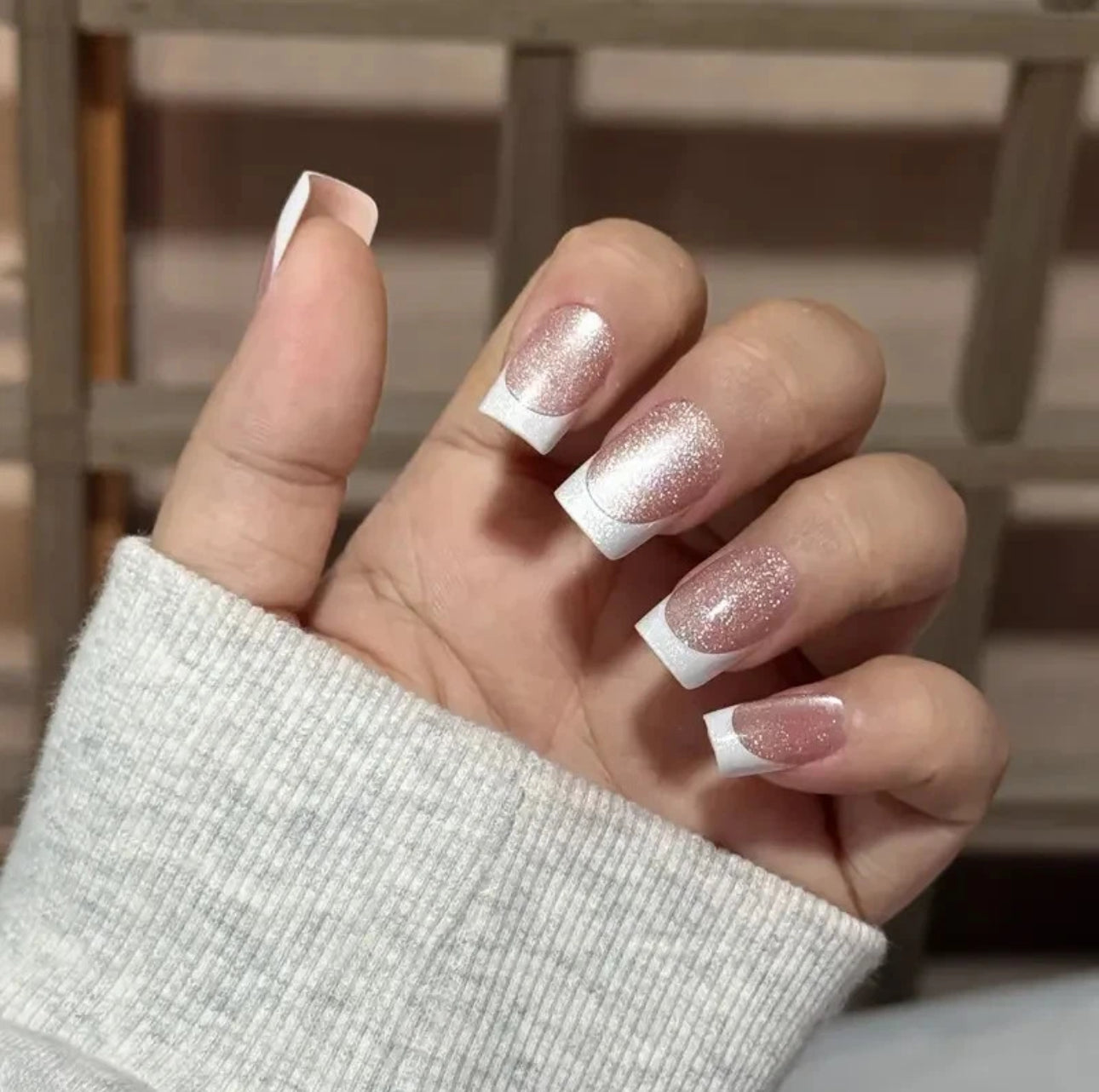 Medium Squared Nude Pink False Nails 30pc