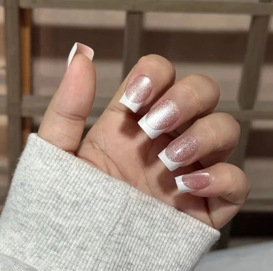 Medium Squared Nude Pink False Nails 30pc