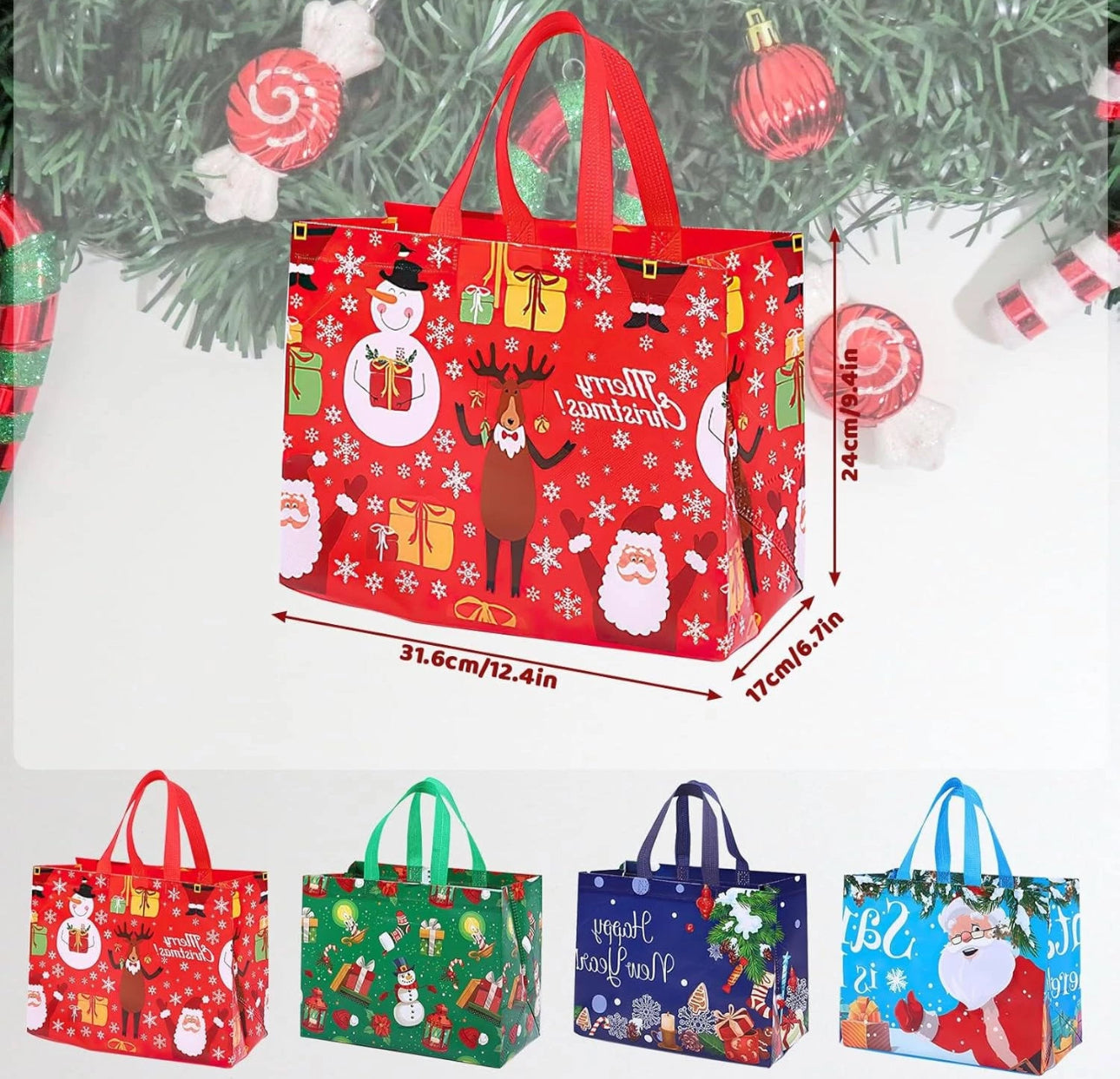 12pc Reusable Christmas Gift Bags