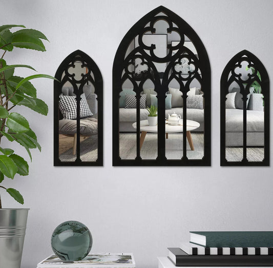 3pc Gothic Arched Window Style Mirrors