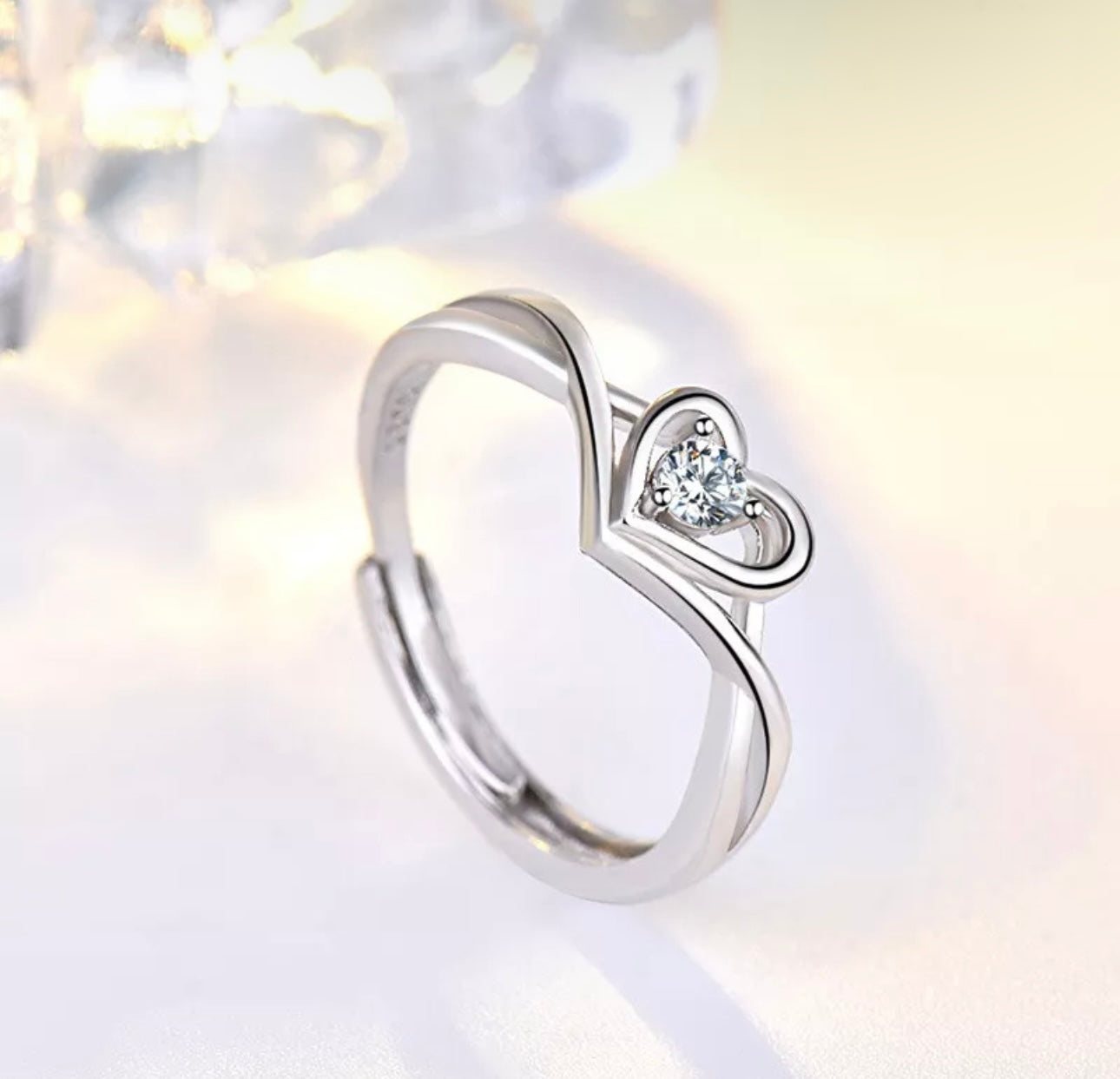 Silver Heart Adjustable Ring