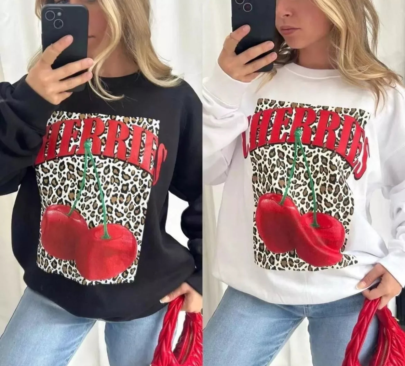 Leopard Print Cherries Sweatshirt