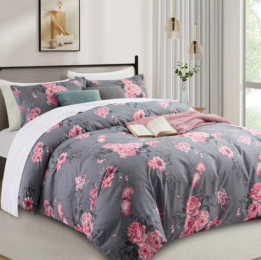 Pink Blossom Reversible Bedding Set SUPER KING