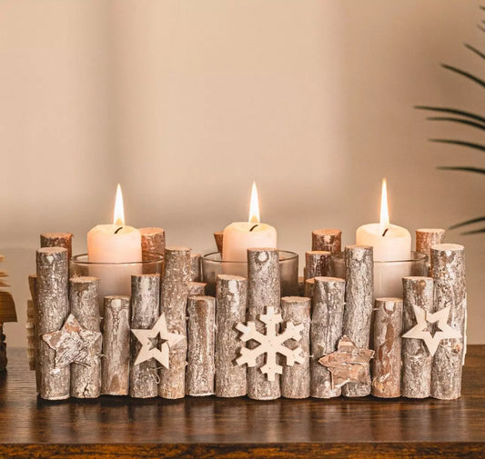 Rustic Wooden Candle Holder