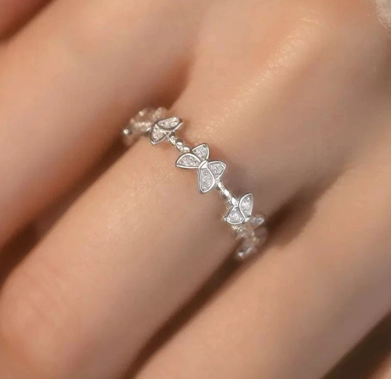 Butterfly Adjustable Silver Ring