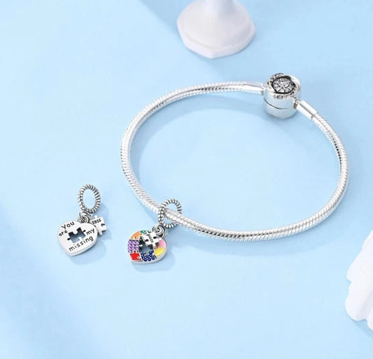 Colourful Puzzle Heart Charm