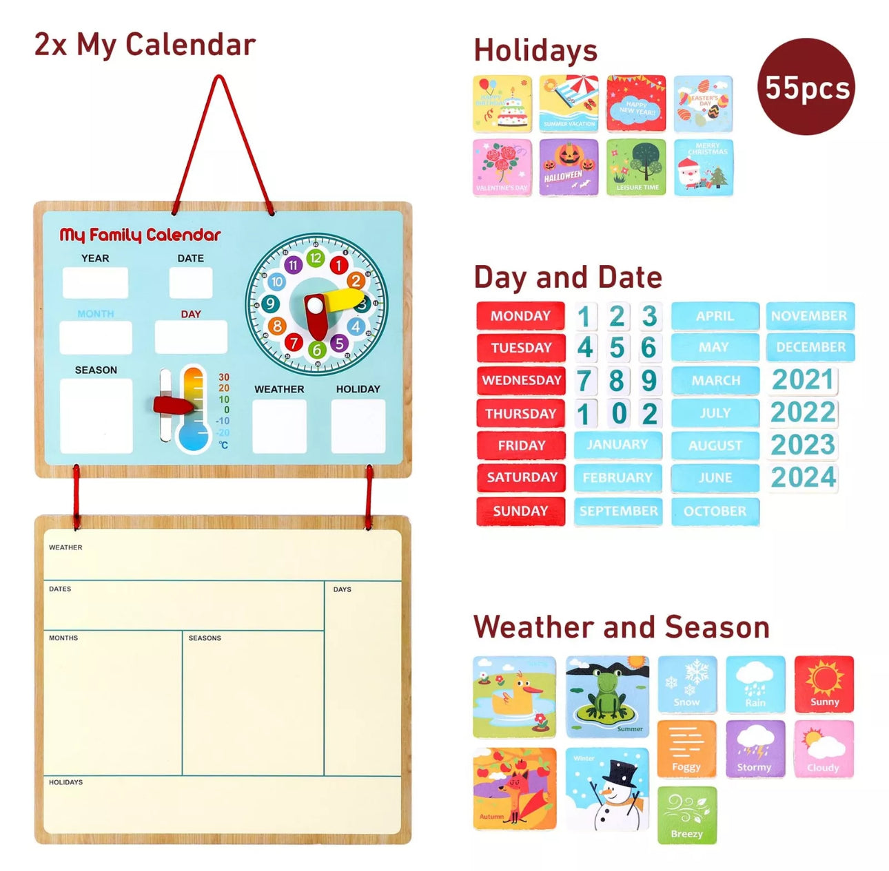 Wooden & Magnetic Daily Weather Board