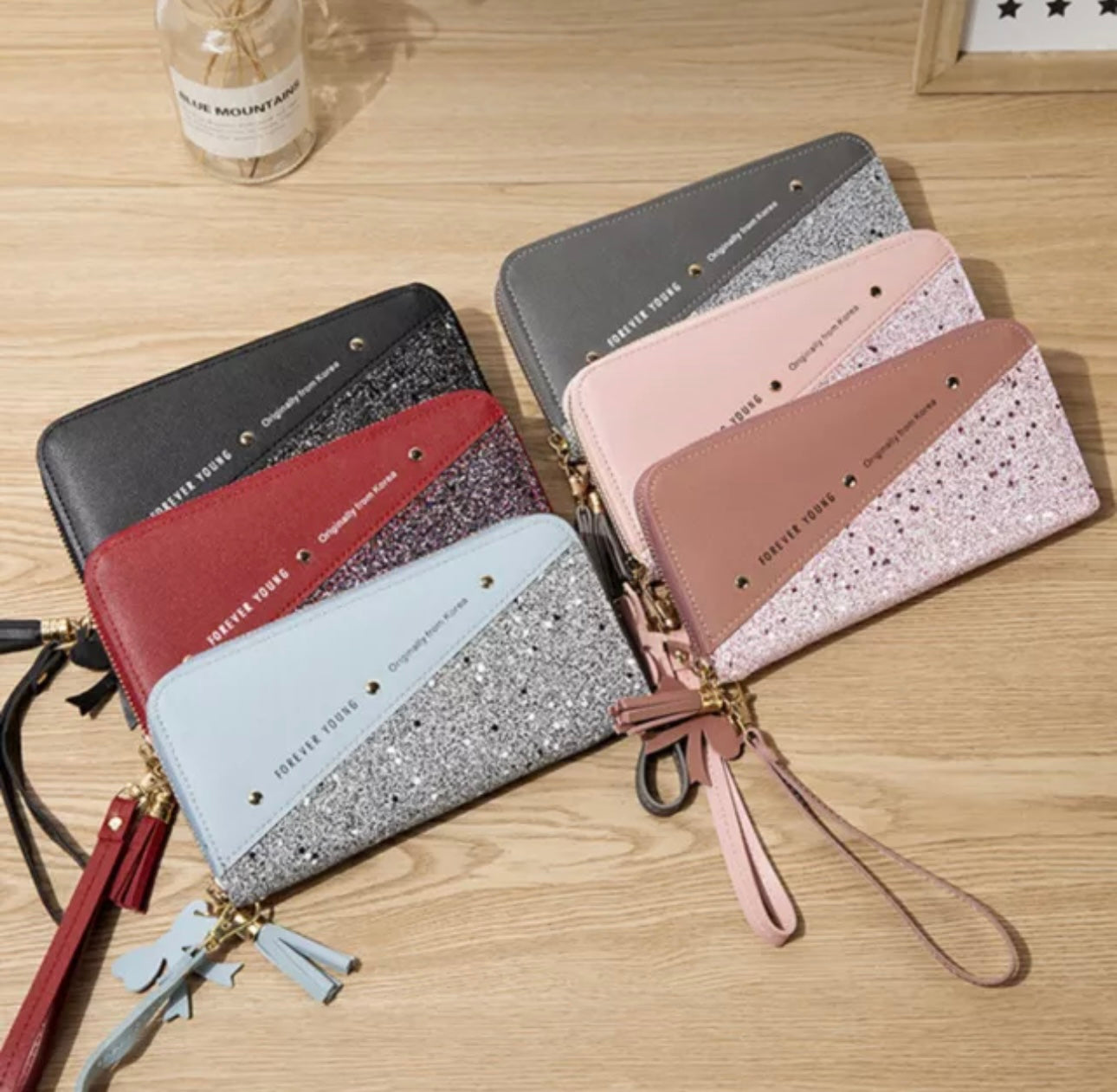 Long PU Leather Glitter Purse