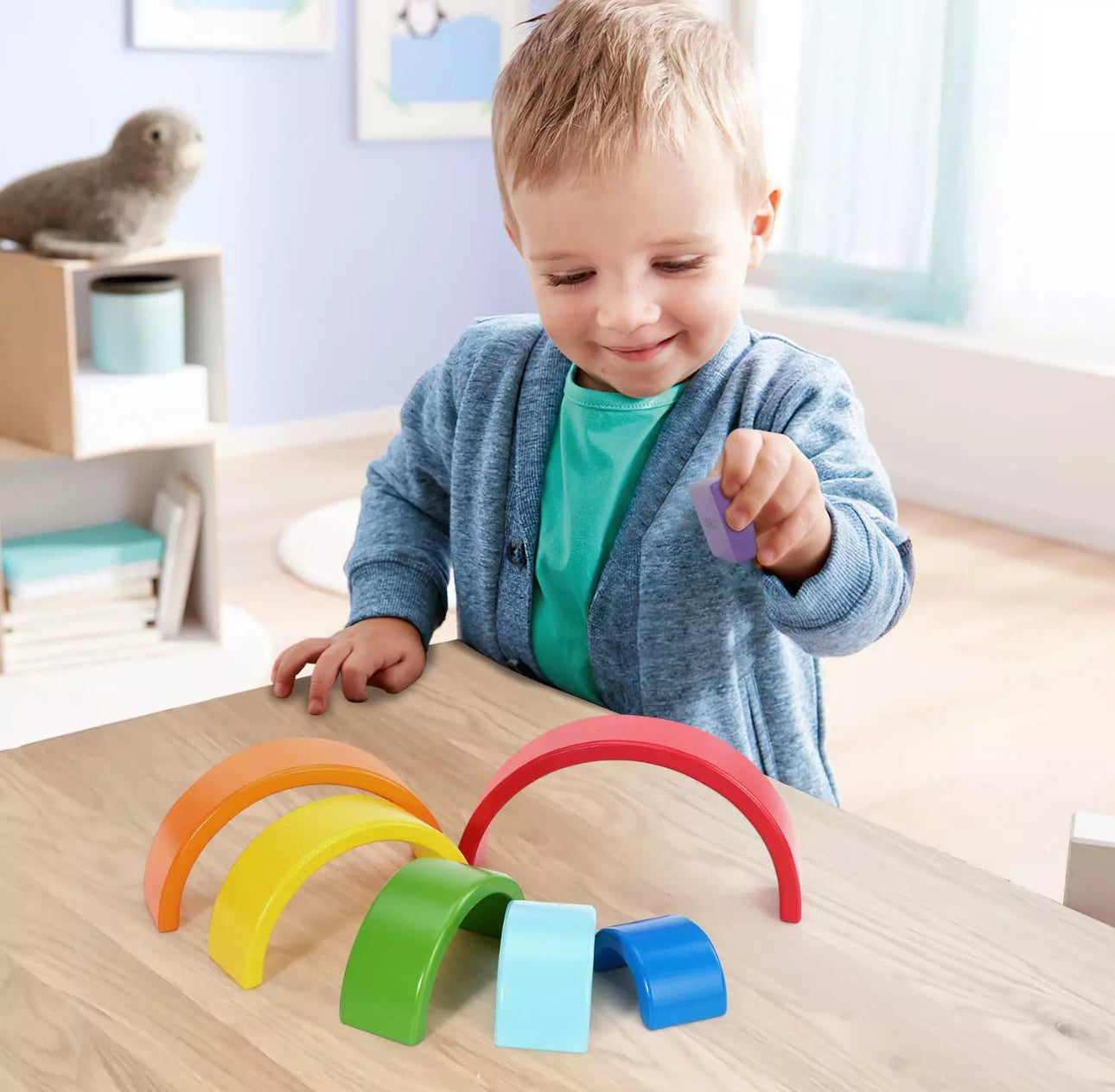 Wooden Rainbow Stacking Puzzle