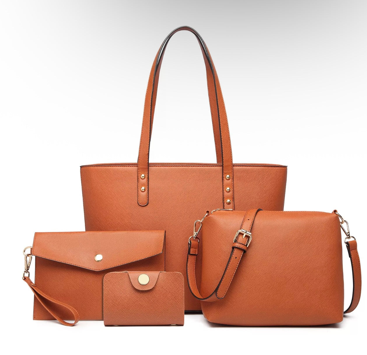 4pc Faux Leather Handbag Set