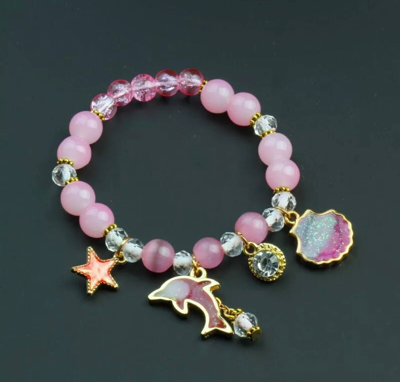 Natural Gem Opal Dolphin Adjustable Bracelet