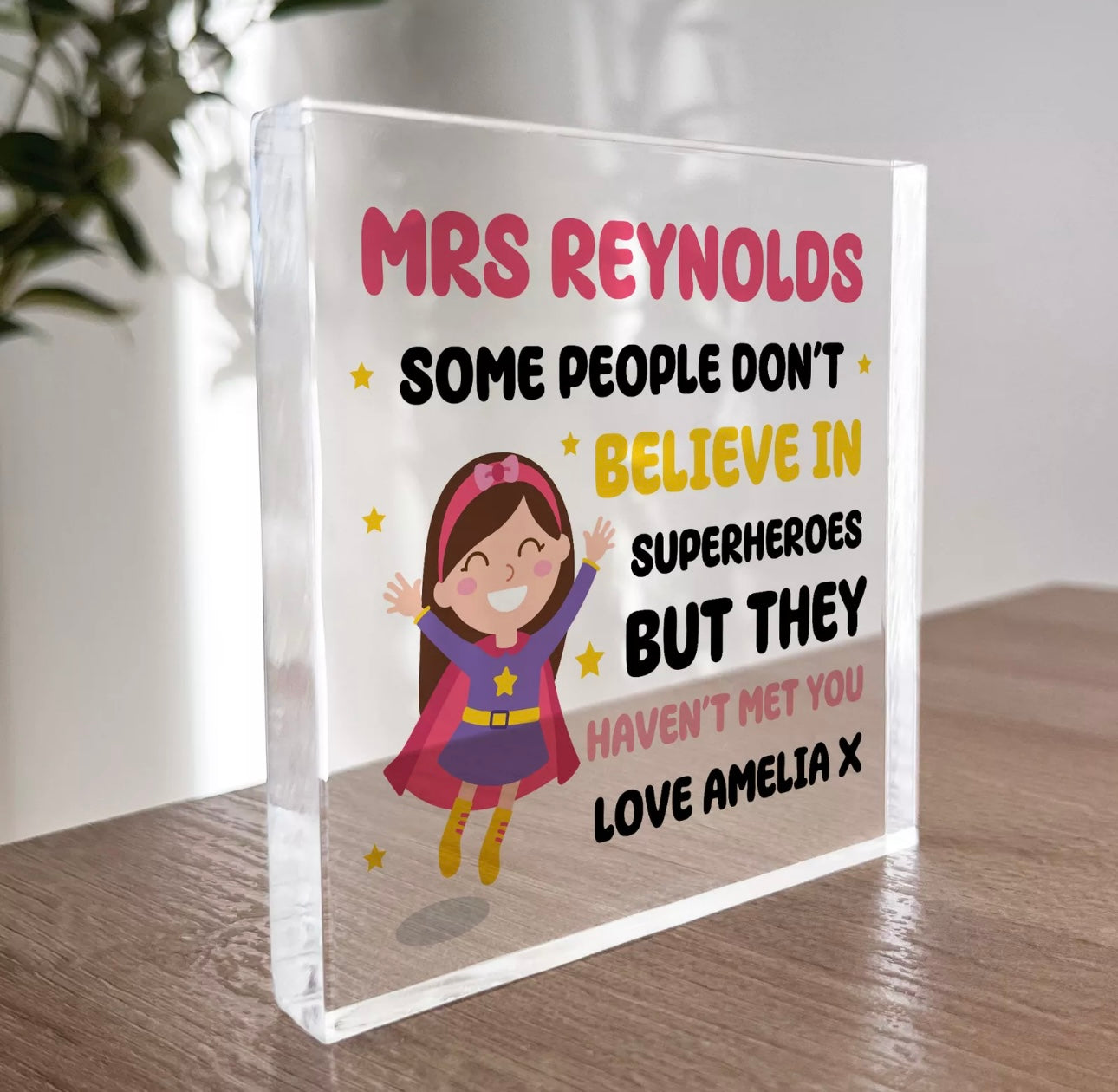 Personalised Acrylic Plaque Teacher Gift